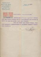 1922 a Róth és Váhl csokoládé-, cukor-, és süteményáru-gyár munkáltatói igazolása, okmánybélyegekkel