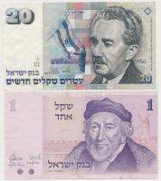 Izrael 1978. 1Sh + 1993. 20Sh T:III Israel 1978. 1 Sheqel + 1993. 20 New Sheqalim C:F