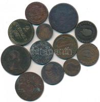 12db-os vegyes Cu pénztétel, benne rézdénárok, poltura és krajcárok T:vegyes