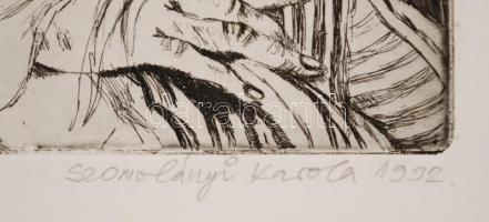 Szomolányi Karola (1948-): Hrabal illusztráció. Rézkarc, papír, jelzett, 12×19 cm