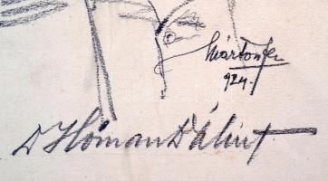 Márton Ferenc (1884-1940): Hóman Bálint 1924, ceruza, papír, jelzett, Hóman Bálint (1885-1951) törté...