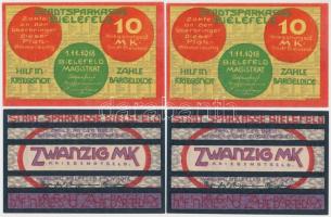 Németország / Weimari Köztársaság / Bielefeld 1919. 10M (2x) sorszámkövetők + 1919. 20M (2x) sorszám...
