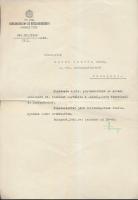 1940 Varga József (1891-1956) kereskedelem és közlekedésügyi miniszter saját kézzel aláírt kinevező okirata