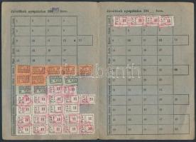 1945-1947 Magyarországi Vas és Fémmunkások Országos Szabadszervezete 2 db tagsági igazolvány bélyegekkel + 1934-es vasmunkás igazolvány