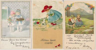 10 db Pauli Ebner szignós művészlap vegyes minőségben / 10 Pauli Ebner art postcards, mixed quality