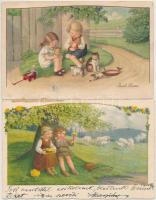 10 db Pauli Ebner szignós művészlap vegyes minőségben / 10 Pauli Ebner art postcards, mixed quality