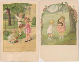 10 db Pauli Ebner szignós művészlap vegyes minőségben / 10 Pauli Ebner art postcards, mixed quality