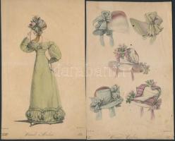cca 1820 8 db színezett divat fametszet / cca 1820 Fashion wood engravings 12x20 cm