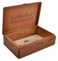 cca 1900 Karl Gustav Gerold feliratozott, zárható fa szivaros doboz / Wooden cigar box 24x17 cm