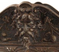 Antik barokk stílusú kaspó, spiáter (sérült), pótolt fém betéttel, 45×21 cm, m:23 cm