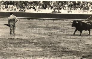 Challenging from distance with the folden cloth, bullfight, Chapresto Fotografica