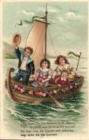 Children in sailing ship, G.G.K. No. 709. litho