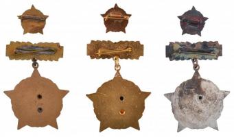 ~1960-1970. "Kiváló Újító" arany, ezüst és bronz fokazata, mindhárom miniatűrrel tokban T:...