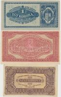 1913. 20K + 1915. 10K (2x) egyik piros "MAGYARORSZÁG" körbélyegzővel + 1920. 1K + 2K + 192...