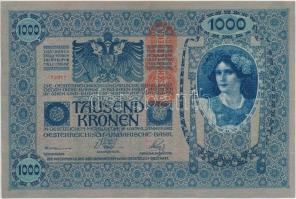 1902. 1000K piros "Deutschösterreich" felülbélyegzéssel, mindkét oldala német T:III