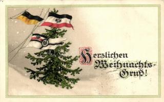 Christmas, German flags, litho