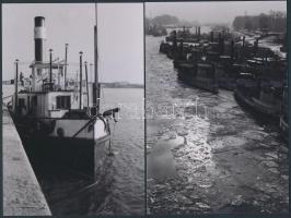 cca 1935 Budapest, Újpest, Téli kikötő, Danassy Károly (1904-1996) hagyatékában őrzött 6 db negatívr...