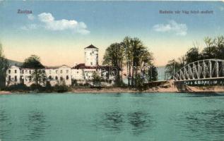 Zsolna, Zilina; Budatin vár a Vág folyó mellett / castle, river, bridge