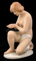 Wallendorf akt szobor, kézzel festett, jelzett, hibátlan / Wallendorf porcelain nude figure, flawless 19 cm