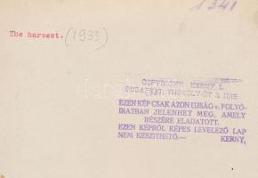 1935 Kerny István (1879-1963): Kaszás, pecséttel jelzett vintage fotóművészeti alkotás, 16x22 cm