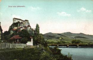 Árva vára, Oravsky hrad; vár, Árva folyó, híd / castle, river, bridge