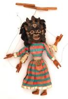 XX. sz. közepe: Nepál(?), Ganésa istent és Mahakala istent ábrázoló nagyméretű marionett bábu, m: 45 cm / Marionette figure from Nepal(?), depicting Ganesha and Mahakala deities, h: 45 cm