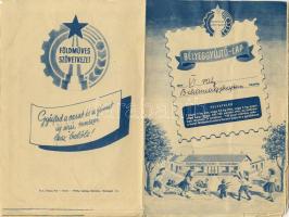 1954 Gyűjtsd a vasat és a fémet mozgalom 4db gyűjtőlap összesen 27db jutalom bélyeggel