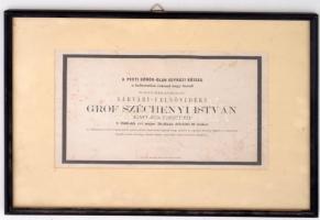 1860 A pesti görög egyházközség hirdetménye a Széchenyi István emlékére tartott május 20-i gyászmiséről, paszpartuban, üvegezett fa keretben