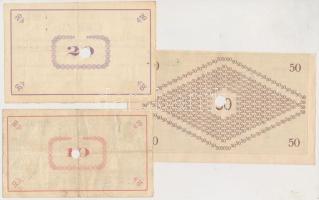 Pápa 1919. május 8. "Pápai csekk" 10K + 20K + 50K mind lyukasztással érvénytelenítve és ov...