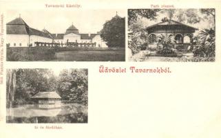 Tavarnok, Tovarniky; kastély, park, tó és fürdőház, kiadja Platzkó Gyula / castle, park, lake with bathing house