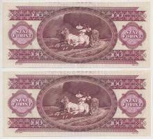 1995. 100Ft (2x) sorszámkövetők, nyomdai festékfoltokkal T:I