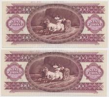 1995. 100Ft (2x) egyugrású sorszámokkal, nyomdai festékfoltokkal T:I-,II