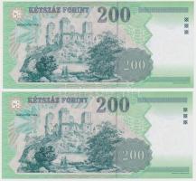 2001. 200Ft "FA" (2x) sorszámkövetők T:II