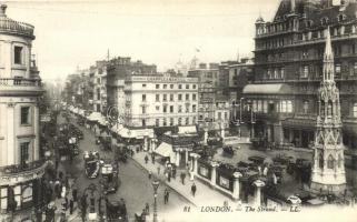 London, The Strand, buses, automobiles