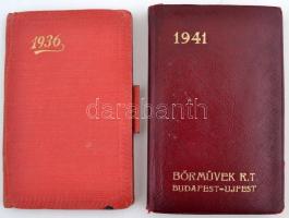 1936, 1941 2 zsebnaptár: Bőrművek rt. bőrkötéses, beírások nélküli, aranyozott lapszélekkel + még egy