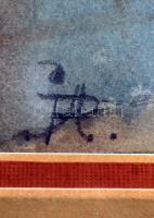 Petrik Albert (1876-1916): Kapu (vázlatrajz). Akvarell, papír, jelzett, üvegezett keretben, 19×12 cm