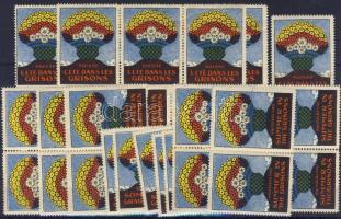 Svájc, ca. 1920, 35db "Graubündet" reklámozó idegenforgalmi levélzáróbélyeg, használatlan, német, angol és francia nyelvűek