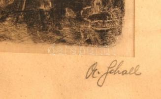 Schall jelzéssel: Furulyázó. Rézkarc, papír, üvegezett keretben, 9×8 cm