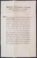 1846 A Helytartótanács "közbeszerzési" felhívása a katonaság részére szállítandó ruha és egyéb tételekről, az 1848-as évre. Az itt beszerzett dolgok segítségével vívták meg a szabadságharcot. Körlevél.