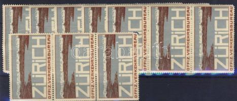 Svájc, ca. 1920, 21db "Zürich-offiz. Verkehrsbureau" idegenforgalmi reklámbélyeg