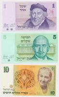 Izrael 1968-1988. 10db vegyes bankjegy T:I-III Israel 1968-1988. 10pcs of mixed banknotes C:UNC-F