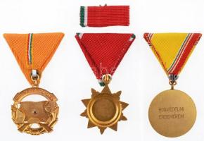 1968. "Honvédelmi Érdemérem" 10 év után, aranyozott fém kitüntetés mellszalaggal tokban, i...