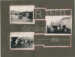 1932 (Balaton)Rendes, aratás, Ecséri rom, Pálköve-forrás, vasútállomás, 11 db fénykép négy albumlapo...