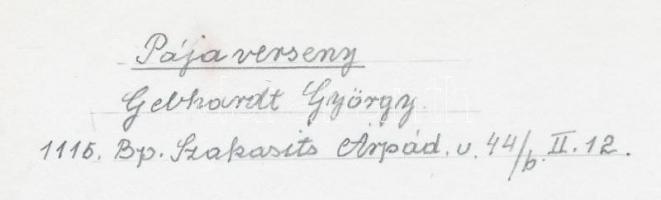 cca 1970 Gebhardt György (1910-1993): Pályaverseny, aláírt vintage fotóművészeti alkotás, 18x24 cm