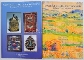 1997-1998 A Nagyházi Galéria és Aukciósház 15., 24., 26. és 30. árverésének képekkel gazdagon illusztrált katalógusai, 4 db, papírkötésben, jó állapotban.