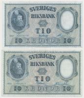 Svédország 1955. 10Kr + 1957. 10Kr T:III Sweden 1955. 10 Kronor + 1957. 10 Kronor C:F