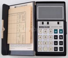 1974 Lloyds accumatic 200 retro zsebszámológép tokkal és korabeli behozatali vámpapírral / Vintage p...