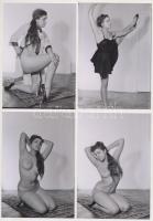 cca 1970 Balettcipő, csíkos bugyi, hosszú haj, 13 db finoman erotikus fénykép, 9x13 cm / cca 1970 13 erotic photos, 9x13 cm