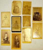1860-1890 Régi fénykép: Női teljes alak képek (10db)