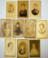 1860-1890 Régi fénykép: Női arc-, és mellképek (10db)